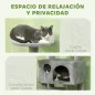 Rascador para Gatos Altura 138 cm Árbol para Gatos con Múltiples Niveles Cuevas Bolas Colgantes y Hamacas Gris Claro