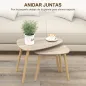 Juego de 2 Mesas de Centro Mesa Nido Moderna Mesitas Auxiliares Patas de Madera de Pino para Salón Dormitorio Natural