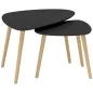 Juego de 2 Mesas de Centro Mesa Nido Moderna Mesitas Auxiliares Patas de Madera de Pino para Salón Negro y Natural Juego de 2 Mesas de Centro Mesa Nido Moderna Mesitas Auxiliares Patas de Madera de Pino para Salón Negro y Natural
