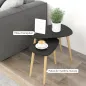 Juego de 2 Mesas de Centro Mesa Nido Moderna Mesitas Auxiliares Patas de Madera de Pino para Salón Negro y Natural