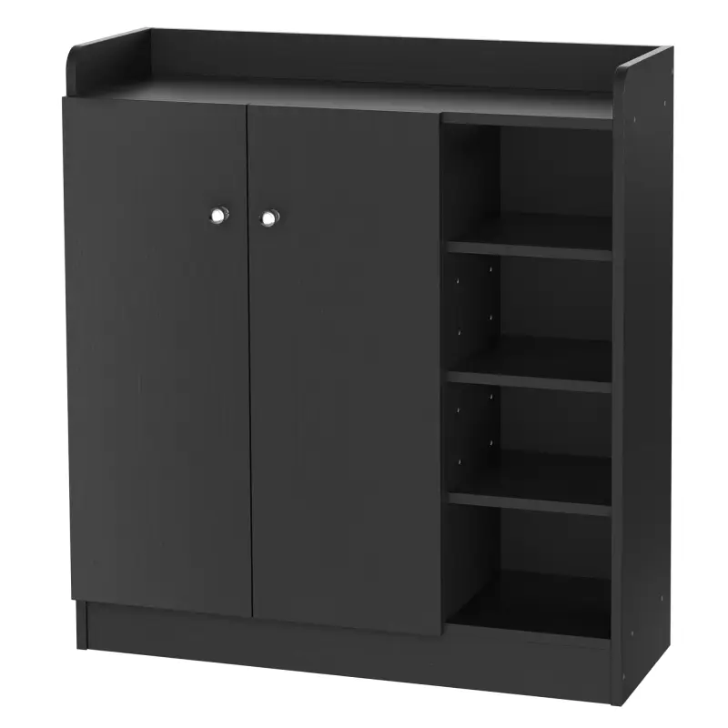 Mueble Zapatero de 2 Puertas Zapatero Estrecho con Estantes Ajustables para 12 Pares de Zapatos 83x30x90 cm Negro Mueble Zapatero de 2 Puertas Zapatero Estrecho con Estantes Ajustables para 12 Pares de Zapatos 83x30x90 cm Negro