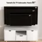 Mueble de TV con Cajón 2 Puertas y Estante Abierto Patas de Madera para Televisores 50 Pulgadas 110x40x50 cm Blanco