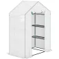 Invernadero de 3 Niveles con 1 Puerta 2 Ventanas y Estantes en Forma de U para Cultivo de Plantas 140x73x190 cm Blanco