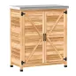 Armario de Exterior con Estante Interno y Banco de Trabajo, en Madera y Acero Galvanizado, 79x43x92 cm, color Madera Armario de Exterior con Estante Interno y Banco de Trabajo, en Madera y Acero Galvanizado, 79x43x92 cm, color Madera