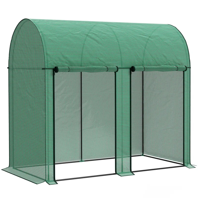Invernadero de Exterior con 2 Puertas Enrollables con Cremallera Marco de Acero y Cubierta de PE 200x100x178 cm Verde