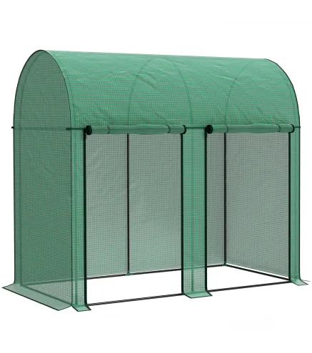 Invernadero de Exterior con 2 Puertas Enrollables con Cremallera Marco de Acero y Cubierta de PE 200x100x178 cm Verde