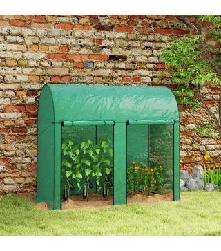 Invernadero de Exterior con 2 Puertas Enrollables con Cremallera Marco de Acero y Cubierta de PE 200x100x178 cm Verde