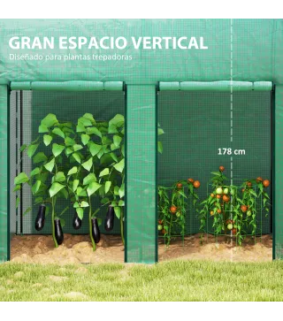 Invernadero de Exterior con 2 Puertas Enrollables con Cremallera Marco de Acero y Cubierta de PE 200x100x178 cm Verde