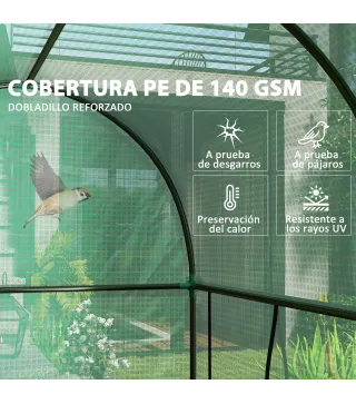 Invernadero de Exterior con 2 Puertas Enrollables con Cremallera Marco de Acero y Cubierta de PE 200x100x178 cm Verde