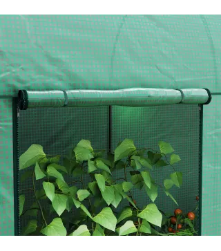 Invernadero de Exterior con 2 Puertas Enrollables con Cremallera Marco de Acero y Cubierta de PE 200x100x178 cm Verde