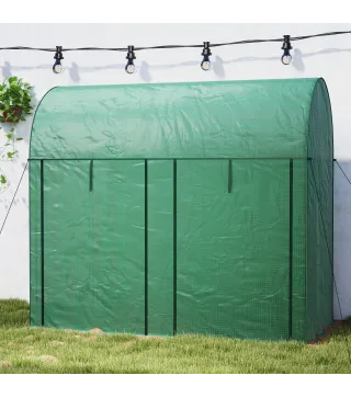 Invernadero de Exterior con 2 Puertas Enrollables con Cremallera Marco de Acero y Cubierta de PE 200x100x178 cm Verde
