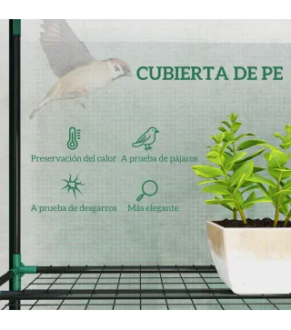 Invernadero de Exterior de 3 Niveles con Puerta Enrollable con Cremallera 9 Estantes Cubierta de PE 215x46x151cm Verde
