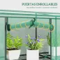 Invernadero de Exterior de 3 Niveles con Puerta Enrollable con Cremallera 9 Estantes Cubierta de PE 215x46x151cm Verde
