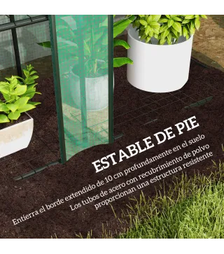 Invernadero de Exterior de 3 Niveles con Puerta Enrollable con Cremallera 9 Estantes Cubierta de PE 215x46x151cm Verde
