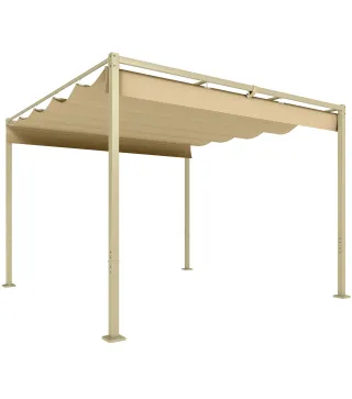 Pérgola con Techo Retráctil Pérgola de 3x3 m con Cierre Magnético Protección UV30+ Pabellón para Jardín Patio Caqui