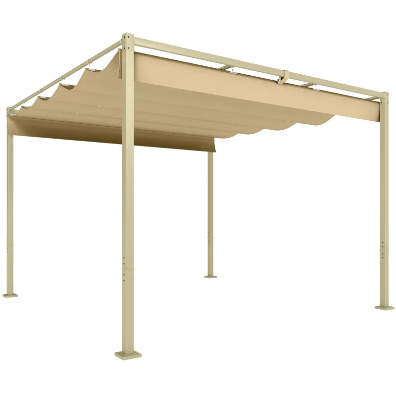 Pérgola con Techo Retráctil Pérgola de 3x3 m con Cierre Magnético Protección UV30+ Pabellón para Jardín Patio Caqui
