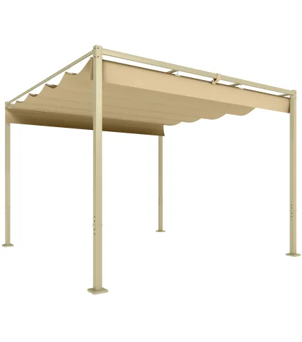 Pérgola con Techo Retráctil Pérgola de 3x3 m con Cierre Magnético Protección UV30+ Pabellón para Jardín Patio Caqui