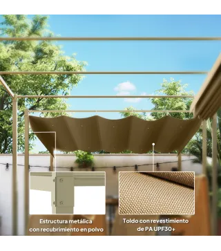 Pérgola con Techo Retráctil Pérgola de 3x3 m con Cierre Magnético Protección UV30+ Pabellón para Jardín Patio Caqui