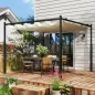 Pérgola de jardín exterior 3x3 m con techo retráctil y fijación magnética, toldo sol UPF30+, Crema