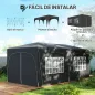 Cenador Plegable 6x3 m Gazabo con Paneles Laterales UPF50+ Altura Ajustable Bolsa de Transporte Gris Oscuro