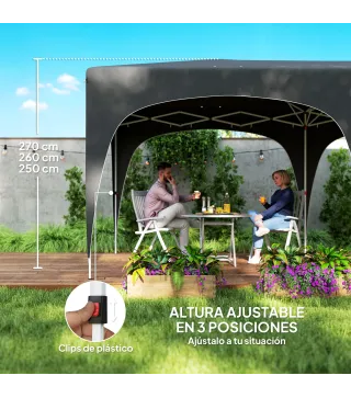 Cenador Plegable 6x3 m Gazabo con Paneles Laterales UPF50+ Altura Ajustable Bolsa de Transporte Gris Oscuro