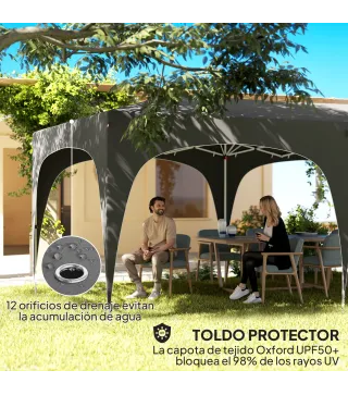 Cenador Plegable 6x3 m Gazabo con Paneles Laterales UPF50+ Altura Ajustable Bolsa de Transporte Gris Oscuro