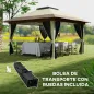 Cenador Plegable 3,6x3,6 m con Laterales de Malla UPF50+ Altura Ajustable Bolsa con Ruedas y Bolsas de Arena Crema