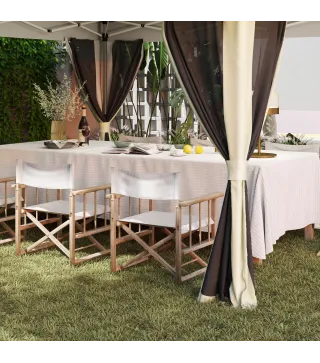 Cenador Plegable 3,6x3,6 m con Laterales de Malla UPF50+ Altura Ajustable Bolsa con Ruedas y Bolsas de Arena Crema