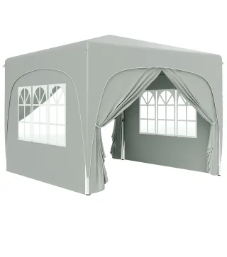 Gazebo de Jardín 3x3m Plegable con Altura Ajustable, Protección UPF50+ y Bolsa, Gris Claro