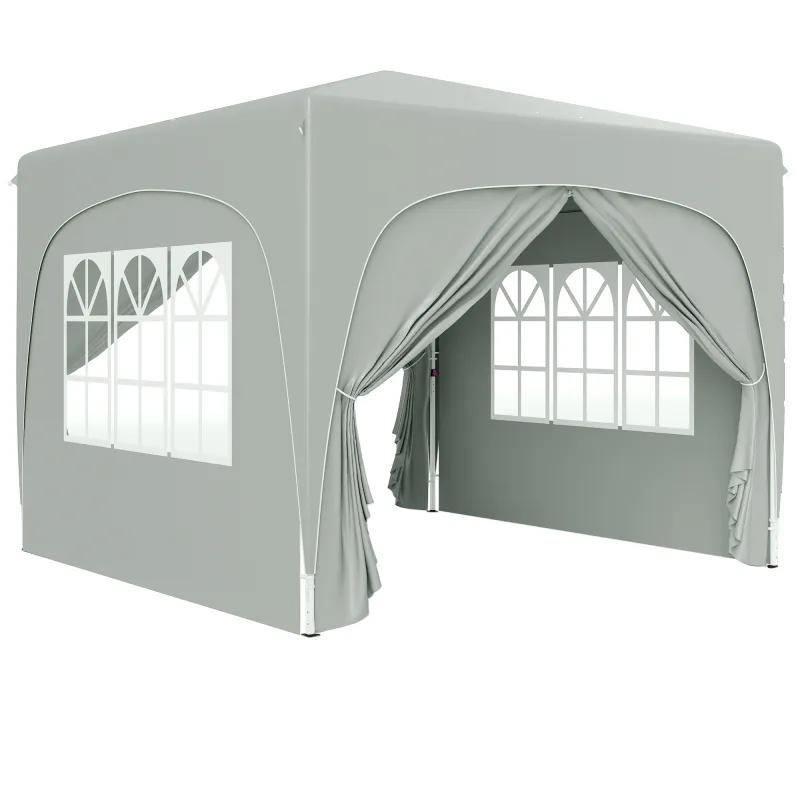 Gazebo de Jardín 3x3m Plegable con Altura Ajustable, Protección UPF50+ y Bolsa, Gris Claro