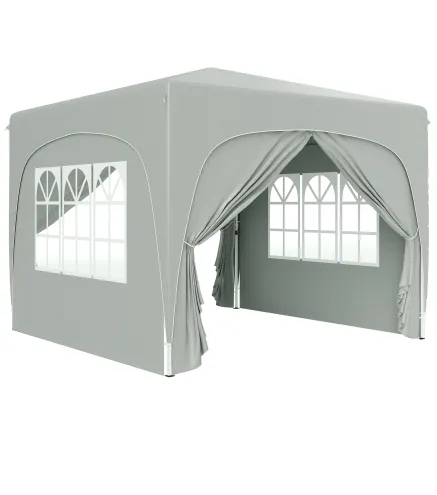 Gazebo de Jardín 3x3m Plegable con Altura Ajustable, Protección UPF50+ y Bolsa, Gris Claro