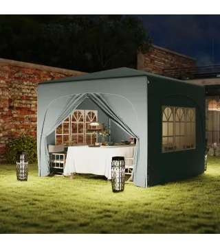 Gazebo de Jardín 3x3m Plegable con Altura Ajustable, Protección UPF50+ y Bolsa, Gris Claro