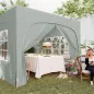 Gazebo de Jardín 3x3m Plegable con Altura Ajustable, Protección UPF50+ y Bolsa, Gris Claro