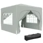 Gazebo de Jardín 3x3m Plegable con Altura Ajustable, Protección UPF50+ y Bolsa, Gris Claro