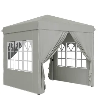 2,5x2,5 m Pabellón emergente con paredes laterales y bolsa de transporte, cenador ajustable en altura UPF50+, Gris claro