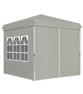 2,5x2,5 m Pabellón emergente con paredes laterales y bolsa de transporte, cenador ajustable en altura UPF50+, Gris claro