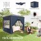 Carpa Plegable Pop-up 2,5x2,5 m con 4 Paredes Laterales Anti-UV Altura Ajustable y Bolsa de Transporte Azul Oscuro