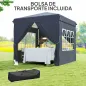 Carpa Plegable Pop-up 2,5x2,5 m con 4 Paredes Laterales Anti-UV Altura Ajustable y Bolsa de Transporte Azul Oscuro