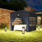 Carpa Plegable Pop-up 2,5x2,5 m con 4 Paredes Laterales Anti-UV Altura Ajustable y Bolsa de Transporte Azul Oscuro