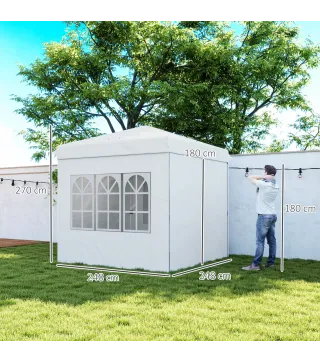 Carpa Plegable Pop-up 2,5x2,5 m con 4 Paredes Laterales Anti-UV Altura Ajustable y Bolsa de Transporte Blanco