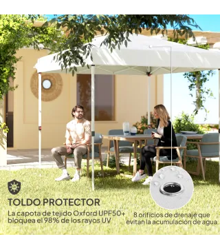 Carpa Plegable Pop-up 2,5x2,5 m con 4 Paredes Laterales Anti-UV Altura Ajustable y Bolsa de Transporte Blanco