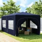 Cenador Plegable 3x6 m Gazabo con Paneles Laterales UPF50+ Altura Ajustable Bolsa de Transporte Azul Oscuro