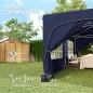 Cenador Plegable 3x6 m Gazabo con Paneles Laterales UPF50+ Altura Ajustable Bolsa de Transporte Azul Oscuro