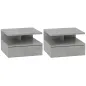 2 Mesitas de Noche Flotantes con 1 Cajón y Estante Abierto Diseño Moderno 35x32x22,5 cm Gris