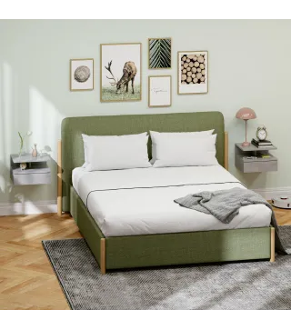 2 Mesitas de Noche Flotantes con 1 Cajón y Estante Abierto Diseño Moderno 35x32x22,5 cm Gris