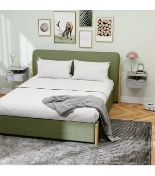 2 Mesitas de Noche Flotantes con 1 Cajón y Estante Abierto Diseño Moderno 35x32x22,5 cm Gris