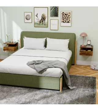 2 Mesitas de Noche Flotantes con 1 Cajón y Estante Abierto Diseño Moderno 35x32x22,5 cm Marrón Rústico