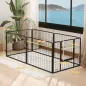 Parque para Perros de 6 Paneles de 60 cm de Altura con Puerta para Interior y Exterior Negro