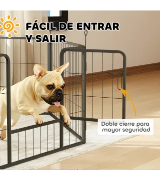 Parque para Perros de 6 Paneles de 60 cm de Altura con Puerta para Interior y Exterior Negro