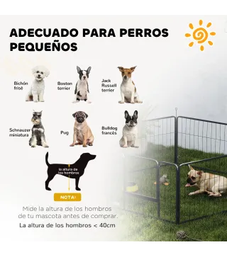 Parque para Perros de 6 Paneles de 60 cm de Altura con Puerta para Interior y Exterior Negro